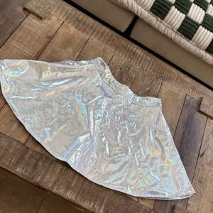 Hot Topic Black Heart Silver Vinyl Skirt NWT